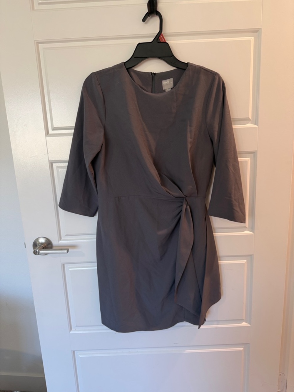 ASOS Gray Long-Sleeve Tie-Waist Sheath Dress